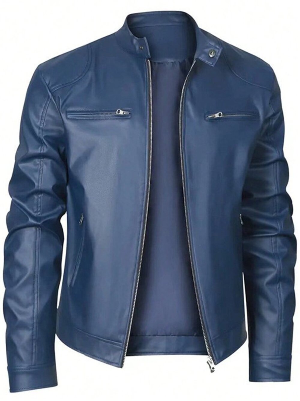 Royal Blue Casual Men's Lightweight Stand Collar Jacket